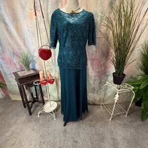 📌Alex Evenings Mother Bride/ Groom - Formal Sheer Lace/ Chiffon Maxi Gown